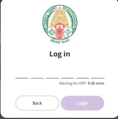 Enter OTP to Login TTD