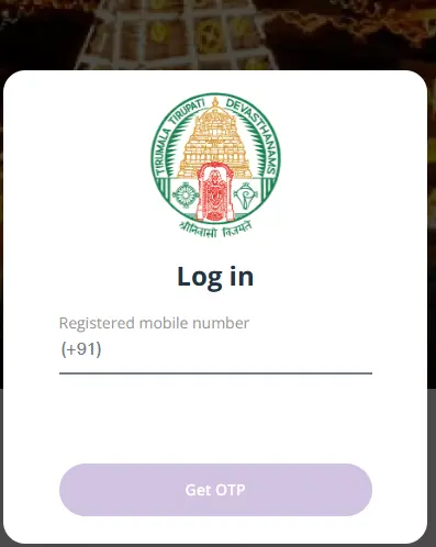 TTD Website Login - Enter Mobile Number