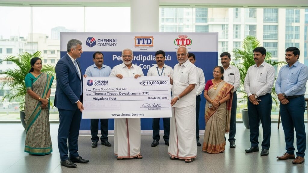Chennai Company Donates ₹10 Lakhs to TTD's Vidyadana Trust
