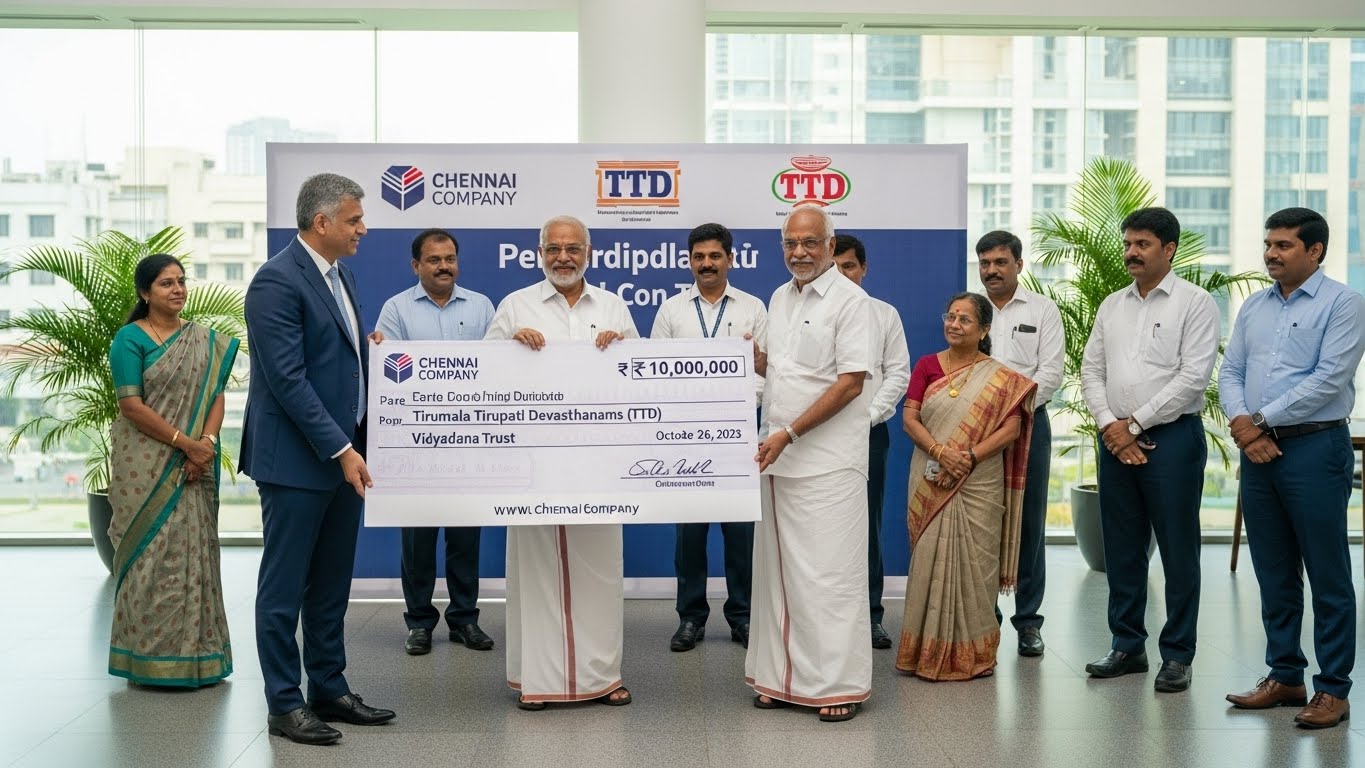 Chennai Company Donates ₹10 Lakhs to TTD's Vidyadana Trust