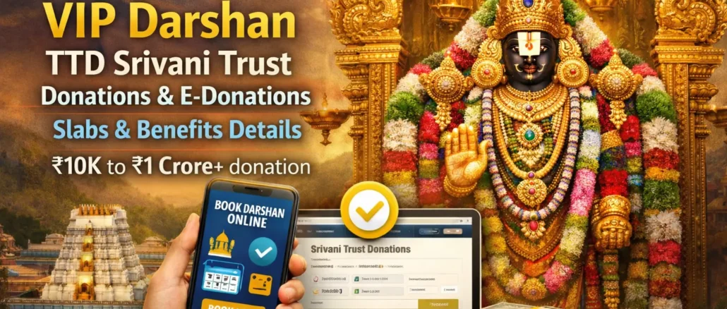 How to Book VIP Darshan TTD Srivani Trust Donations & E-Donations Slabs & Benefits Details - ₹10K to ₹1 Crore+ donation