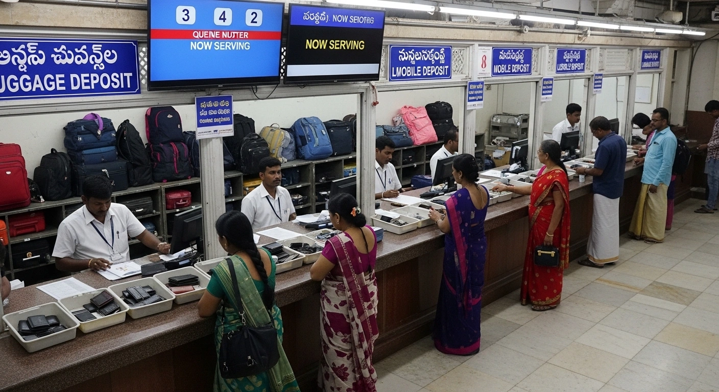 luggage and mobile deposit counter in tirumala